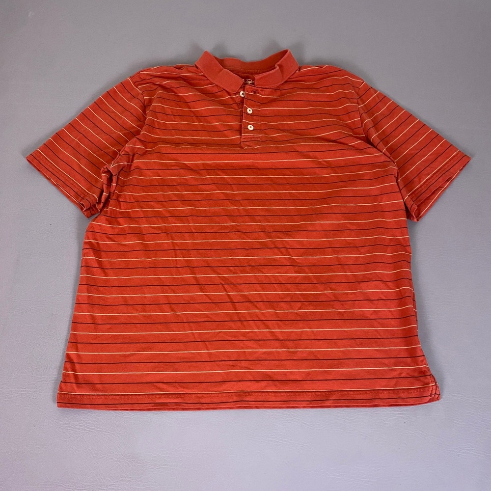 David Taylor‎ Polo Shirt Men's XL Burnt Orange Striped Cotton Blend Short Sleeve